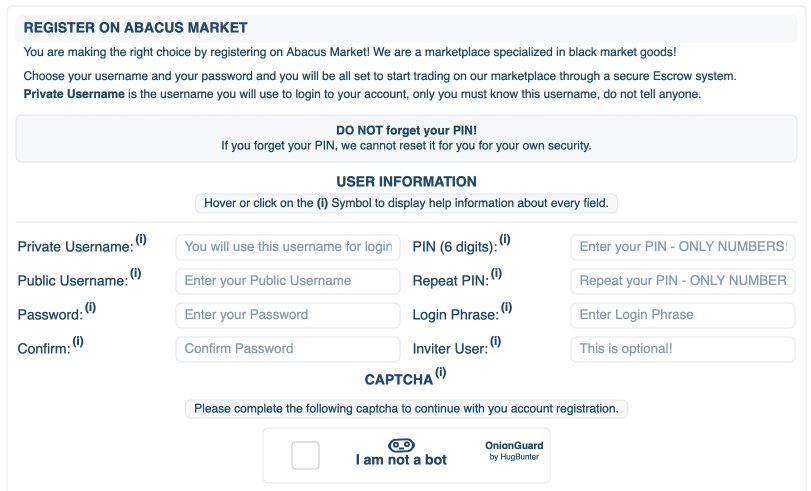 Abacus Registration Page